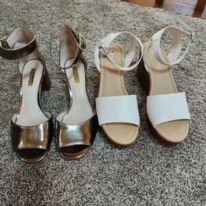 Gold and White Women Sandals